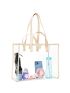 Large Clear Beach Bag Contrast Binding PVC