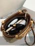 Small Straw Bag Double Handle Letter Patch Decor