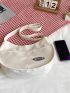 Letter Patch Decor Hobo Bag With Zipper Casual