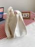 Letter Patch Decor Hobo Bag With Zipper Casual