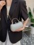 Rhinestone Decor Box Bag Mini Silver