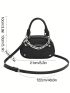 Mini Satchel Bag Studded & Chain Decor PU