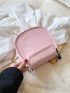 Mini Saddle Bag Round Decor Flap Chain Pink PU