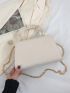 Faux Pearl Decor Square Bag Ruched Handle Mini