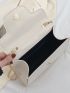Faux Pearl Decor Square Bag Ruched Handle Mini