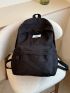 Letter Patch Casual Backpack Pocket Front Fashion