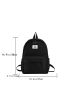 Letter Patch Casual Backpack Pocket Front Fashion