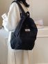 Letter Patch Casual Backpack Pocket Front Fashion