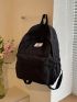 Letter Patch Casual Backpack Pocket Front Fashion