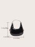 Mini Hobo Bag Crocodile Embossed Solid Black