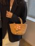 Medium Straw Bag Flower Decor