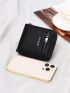 Letter Graphic Small Wallet PU Black
