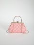 Small Square Bag Braided Design Kiss Lock