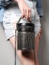 Mini Bucket Bag Fringe Decor Punk