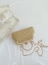 Small Straw Bag Kiss Lock Design Chain Strap