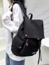 Minimalist Flap Backpack Black Unisex For School