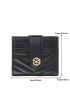 Chevron Detail Classic Card Holder Geometric Decor Bifold Green PU
