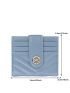 Chevron Detail Classic Card Holder Geometric Decor Bifold Blue PU