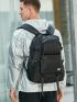 Letter Graphic Laptop Backpack Medium Black Waterproof