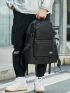 Letter Graphic Laptop Backpack Medium Black Waterproof