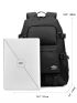Letter Graphic Laptop Backpack Medium Black Waterproof