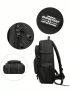 Letter Graphic Laptop Backpack Medium Black Waterproof