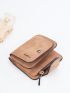 Letter Graphic Small Wallet Brown