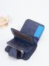 Letter Graphic Small Wallet Bifold Blue PU