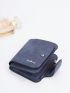 Letter Graphic Small Wallet Bifold Blue PU