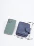 Letter Graphic Small Wallet Bifold Blue PU