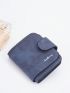 Letter Graphic Small Wallet Bifold Blue PU