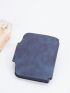 Letter Graphic Small Wallet Bifold Blue PU