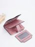 Letter Graphic Small Wallet Snap Button Black