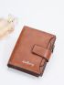 Letter Graphic Small Wallet Snap Button Black
