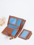 Letter Graphic Small Wallet Snap Button Black