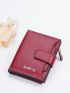 Letter Graphic Small Wallet Snap Button Black