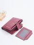 Letter Graphic Small Wallet Snap Button Coral Pink