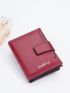 Letter Graphic Small Wallet Snap Button Black
