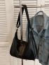 Black Hobo Bag PU Minimalist