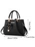 Metal Decor Satchel Bag, Women's Double Handle Purse, Fashion Pu Shoulder Bag With Bag Charm