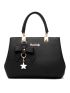 Metal Decor Satchel Bag, Women's Double Handle Purse, Fashion Pu Shoulder Bag With Bag Charm