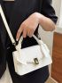 Crocodile Embossed Square Bag Small White