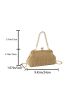 Faux Pearl Beaded Straw Bag Kiss Lock Vacation
