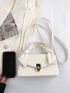 Crocodile Embossed Square Bag Small White