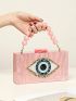 Eye Graphic Box Bag Small Beaded Strap