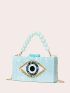 Eye Graphic Box Bag Small Beaded Strap