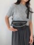 Crocodile Embossed Fanny Pack Chain Decor Black