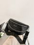 Crocodile Embossed Fanny Pack Chain Decor Black