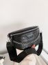Crocodile Embossed Fanny Pack Chain Decor Black