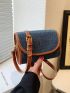 Contrast Binding Square Bag Mini Flap Denim